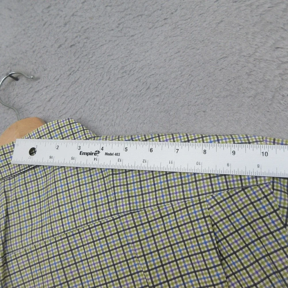 Vintage Alexander Julian Check Shirt Men L Green Plaid Flip Cuff Y2K Cotton 2002